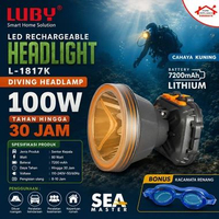 LUBY Headlamp Senter Kepala Selam 100W - 100 Watt Lithium 7200 mAh L-1817LN Cahaya Putih / L-1817KN 