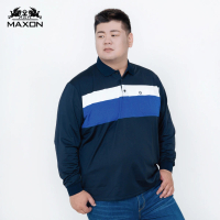 【MAXON 馬森大尺碼】台灣製/深藍白吸濕排汗彈性薄長袖POLO衫XL-4L(83810-58)