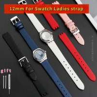 New Black Red white pink blue brown Watchband For SWATCH Genuine leather Watch band 12mm cowhide Wrist strap accessories women