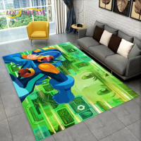 Rockman Megaman Game Cartoon Area Rug,Carpet Rug for Living Room Bedroom Sofa Doormat Decoration, Kids Play Non-slip Floor Mat
