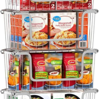 Freezer Organizer Bins Stackable Chest Metal Wire Kitchen Pantry Storage Open Front Deep Freezer Baskets Set of 4