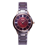 NATURALLY JOJO低調奢華時尚陶瓷腕錶/玫瑰金x咖啡色36mm