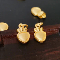 Pure 999 24K Yellow Gold Women Lucky Heart Carrot Pendant Necklace
