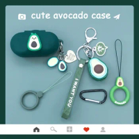 For Anker soundcore LIFE A2 NC/LIFE Dot 2 NC Case Avocado Cartoon Ring Chain Rope Earphone Case Silicone Protect Box