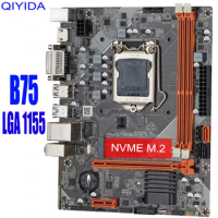 QIYIDA B75 Motherboard For LGA 1155 i3 i5 i7 E3 DDR3 1333/1600MHz 16GB SATA3.0 USB3.0 PCI-E VGA GAME