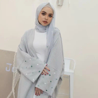 ￼ABAYA ZARA HAIT เสื้อคลุมอาบาย่า ปักรูปหัวใจ ️แถมฟรีผ้าคลุม️