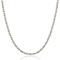 New Pure 18K White Gold Necklace Chain Women AU750 Gold Beads Chain Necklace