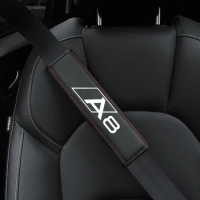Top layer cowhide seat belt cover For Audi A3 A4 A5 A6 A7 A8 Q3 Q5 Q7 Car Accessories