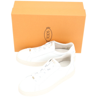 TOD S CASSETTA 字母金屬飾鬆緊帶小牛皮豆豆休閒鞋 小白鞋(女鞋/白色)