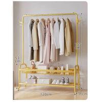 多功能衣帽架 晾衣架 簡約掛衣櫃 曬衣架【升級款【120cm輕奢金】 雙層】 