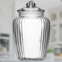 《HomeMade》菊花紋復古玻璃密封罐(2200ml) | 保鮮罐 咖啡罐 收納罐 零食罐 儲物罐