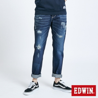 EDWIN B.T刷破窄直筒牛仔褲-女款 中古藍 #丹寧服飾特惠