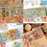 3D Sticker Landscape Foldable Illustrated Fantasy World Story Town Seasonal Scene Decorative Sticker