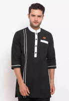 ZAYIDAN Zayidan Baju Koko Gamis Muslim Pria Emran - Hitam