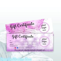 Custom Rose Gold Modern Glittery Gift Certificate Printable Gift Card Personalized ADD YOUR LOGO Gift Voucher