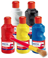 【義大利 GIOTTO】易清洗兒童顏料(五色超值組)+水彩筆刷1支