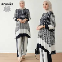 Namira One Set Wanita Kekinian Tunik Rayon Premium Baju Setelan Celana Kulot Korean Style LD 110 cm 