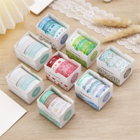 OfficeTik39 5 cuộn / hộp Bộ Trường học Vật dụng Washi Tape Scrapbooking Masking Tape Keo dán