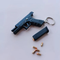 1:3 Glock 17 Pistol Gun Miniature Model Mini Keychain Full Metal Shell Throwing Alloy Boy's Favorite Birthday Gifts
