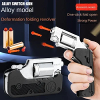 Lifecard Alloy Revolver Toy Gun Pistol Foldable Soft Bullet Shell Ejection Blaster Launcher for Boys Adults New Year Gifts Toys