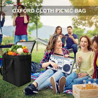 Picnic Bag Large Capacity Storage Bag Portable Food Thermal Bag Beer Delivery Bag with Handle for Beach Picnic Road Trip Travel