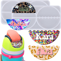 Juome Name Plate Resin Molds Silicone for Owala Water Bottle 24 oz 32oz 40 oz 4 Cavities Name Tag Si
