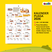 Kalender Puasa 2026 Komplit Ukuran A3+ Hijriyah 1447-1448 Kalender Bekam Kalender Islam Poster Puasa