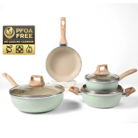 [Crehom] [BONUS PISAU] freemir Green Set 4 Pcs Wajan Panci Penggorengan Warna Hijau Wajan Perlengkap