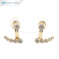 Tianyu Gems Women Moissanite Diamond Yellow Gold Stud Earrings 18k 14k 10k Custom DEF VVS White Round Gemstones Wedding Earrings