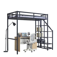 Wholesale Industrial Good Quality Steel Metal Loft Bed Frame With Single Bed Or Desk