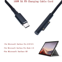 100W USB Type C 5A PD Power Supply Charger Adapter Charging Cable for Microsoft Surface Pro 7/6/5/4/3/GO/BOOK Laptop 1/2