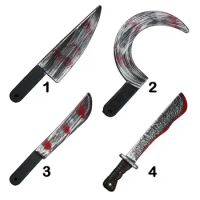 Cosplay Props Party Supplies Halloween Decoration Knife Sickle Simulation Bloody Cutlery Plastic Chopper Blood Knife
