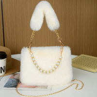 Autumn Winter Plush Bag New Bag Women Ins Niche Chain Crossbody Bag fashion Small Square Bag Furry B