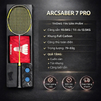 Vợt Cầu Lông Arcsaber 7 Pro Khung Carbon Bản Hộp kèm phụ kiện cuốn cán túi đựng vợt căng sẵn 11kg ma