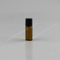 300pcs 3ml Slim Amber Roll On Roller Bottle for Essential Oils Refillable Perfume Bottle Deodorant Containers