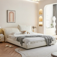 【KENS生活家具】大床 雙人床 軟床 花瓣床法式奶油風輕奢設計師款雪尼爾絨布藝雙人床1.8m臥室婚床