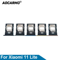 Aocarmo White / Black/Blue Yellow Sim Card Holder SIM Tray Slot Replacement Part For Xiaomi 11 Lite Mi 11Lite