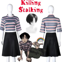 Killing Stalking Yoon Bum Yoonbum Short Black Heat Resistant Cosplay Uniforms Custom T-Shirt Skirt Costume Wig Free Wig Cap