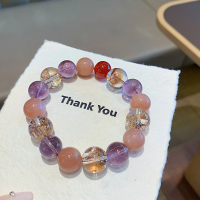 Gold Foil Crackle Multi-Gemstone Bracelet, Natural Amethyst Gold Foil Crackle Bracelet, Original Des