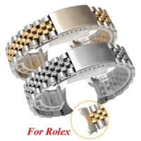 Curved End Strap for Rolex DATEJUST for Jubilee Silver Gold Watch Band Stainless Steel Bracelet Accessories 19mm 20mm Arc Strap