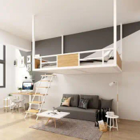 Nordic loft elevated bed hanging bed multifunctional loft bed hanging wall bed simple single upper layer iron art hammock