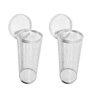 2Pcs Rolling Grill Basket Stainless Steel Wire Mesh Cylinder Grilling Basket Outdoor Round Grill Basket for Grill