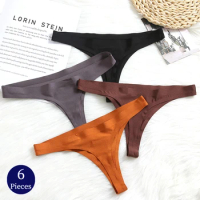 WarmSteps 6PCS/Set Women's Panties Seamless Female Thongs Silk Satin Underwear Sexy Lingerie Comfort Sports Breathable G-Strings