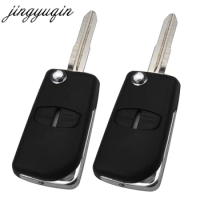 jingyuqin Cut/Uncut Blade Modified Flip Remote Key Shell for Mitsubishi Pajero ASX GRANDIS Outlander LANCER-EX 2 Button fob Case