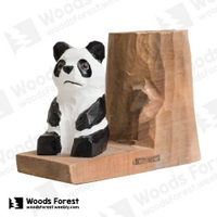 【熊貓】木雕動物筆筒