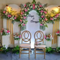 Backdrop Lamaran by Request dengan Dekorasi Bunga dan Lampu untuk Acara Spesial