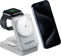 AIYOGO W91 3-in-1 Wireless Magsafe Charger For iphone, Apple watch & Airpods 白色