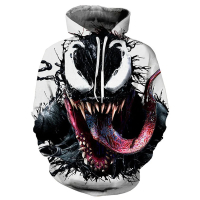 2024 so  Venom 3D พิมพ์ผู้ชาย Hoodie Jacket กลางแจ้ง Street Hip-Hop กีฬาผู้ชายกีฬา Sweatshirt