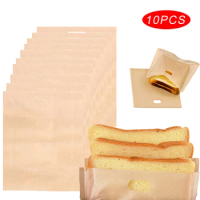 5/10PCS Reusable Toaster Bag Non Stick Fiberglass Bread Bag for Sandwich Hunburger Fried Food Microwave Heating Pastry Tools