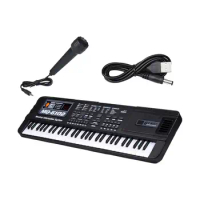 61 Key Electronic Keyboard Digital Piano Birthday Gift Early Educational Toys with Microphone for Show Party Stage Teens